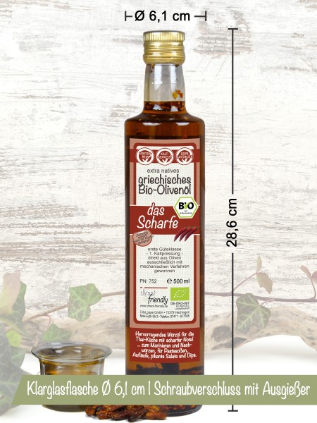 "unser Scharfes" extra natives Bio Olivenöl mit scharfer Chili
