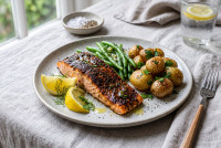 Lachs mit Earl-Grey-Kruste aus dem Ofen Lachs mit Earl-Grey-Kruste aus dem Ofen