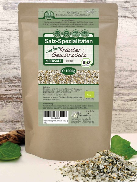 sieben Bio Kräuter-Gewürzsalz - grob