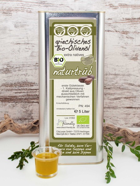 Griechisches Bio Olivenöl extra nativ - naturtrüb