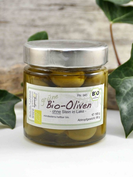 Grüne Bio Oliven - ohne Stein - in Lake
