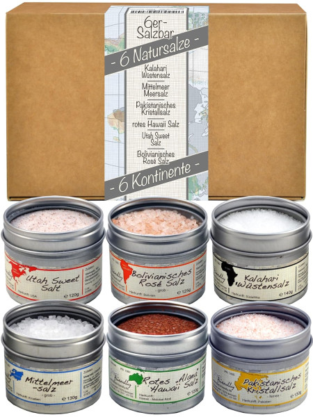6er Salzbar, Speisesalz-Set mit 6 Sorten, 770 g