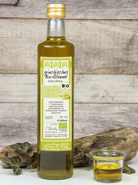 Griechisches Bio Olivenöl mit Zitrone